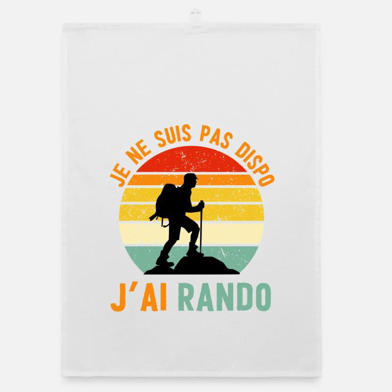 Retro Hike: I'm not available - Organic dish towel - white