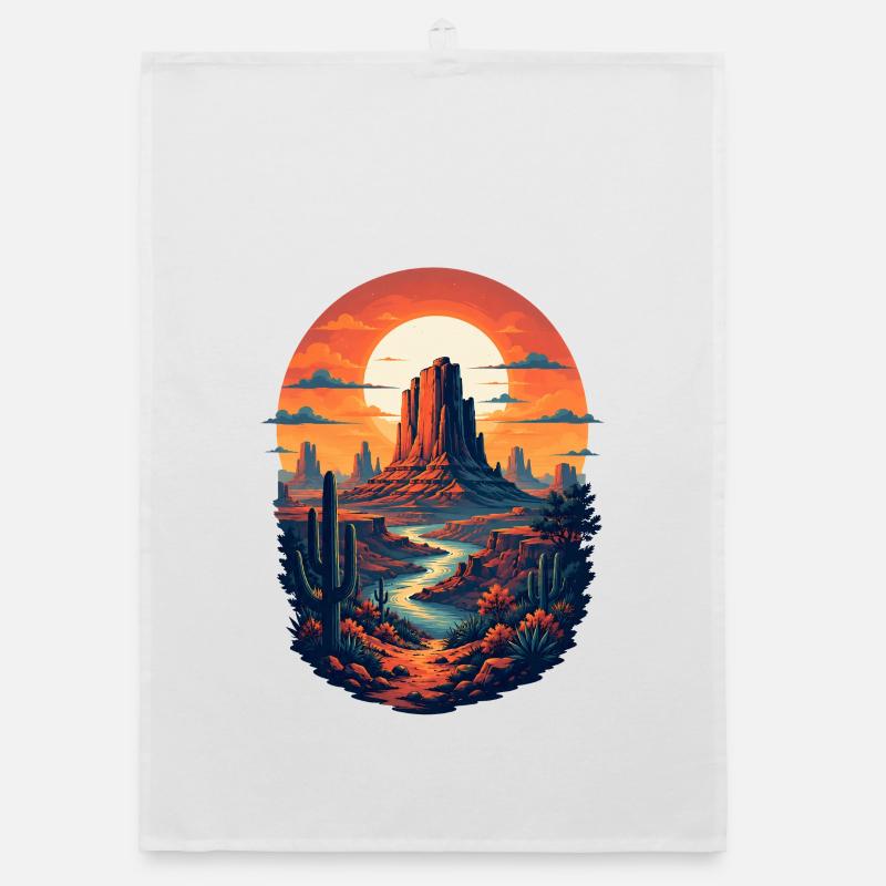 Canyon at sunset Organic dish towel