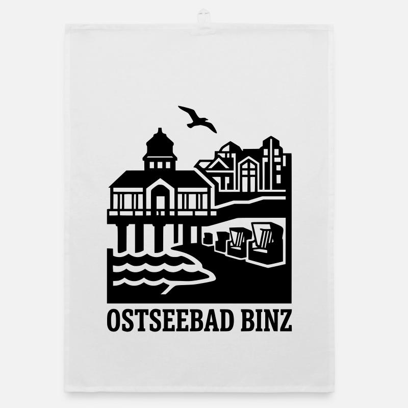 Ostseebad Binz Rügen Wahrzeichen Silhouette - Organic Geschirrtuch - Weiß