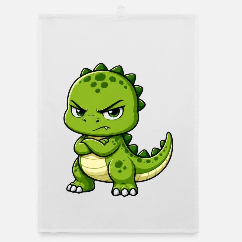 Funny T-Rex cartoon grumpy confident Organic dish towel