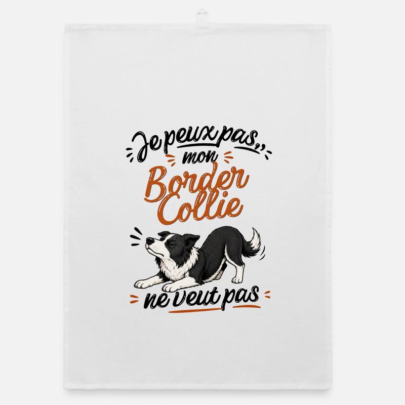 Border Collie Décontracté Illustré Torchon bio