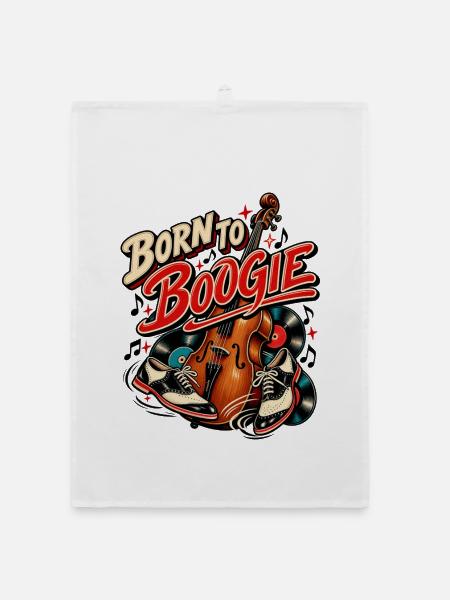 Born to Boogie – Rockabilly Tanz & Musik - Organic Geschirrtuch - Weiß - Vorne