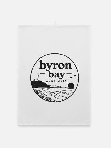 Byron Bay Küsten-Silhouette - Organic Geschirrtuch - Weiß - Vorne