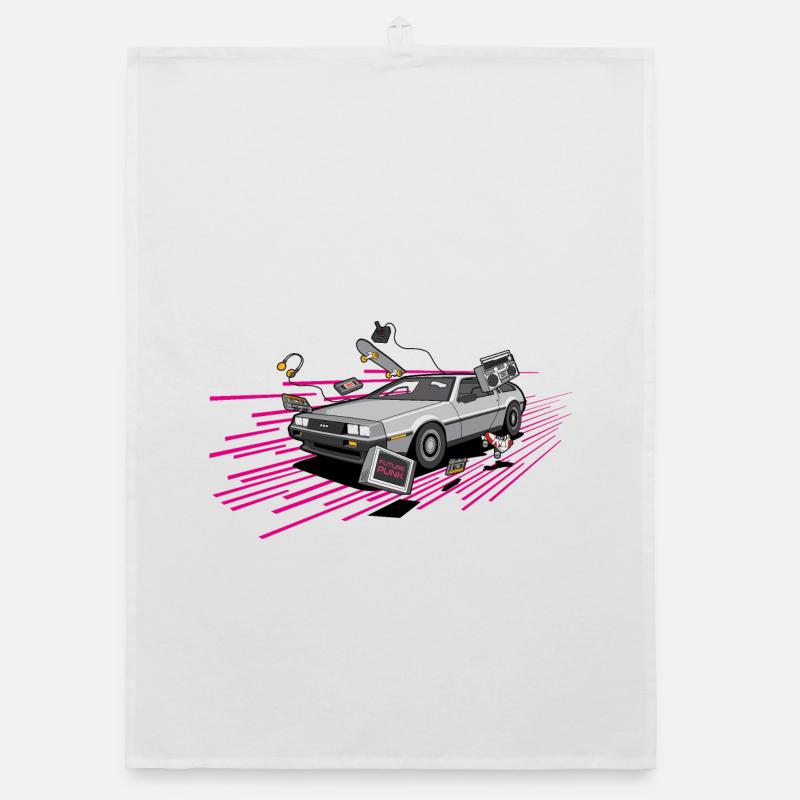 Delorean Future Punk Oldtimer Youngtimer Retro 80s Organic Geschirrtuch