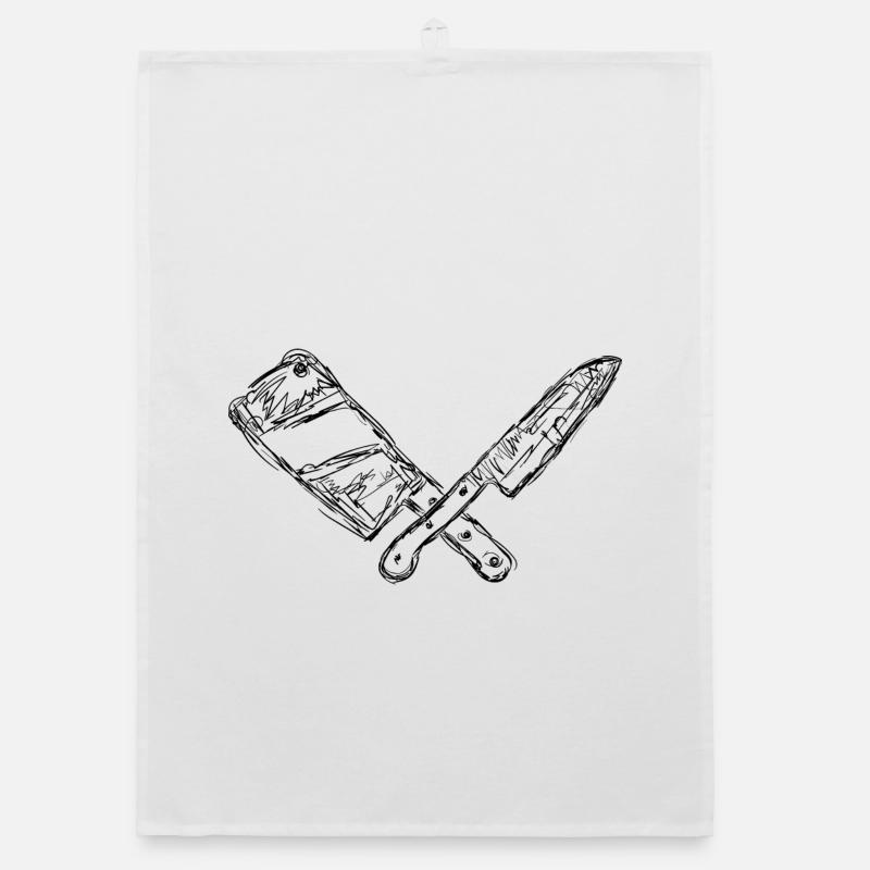 Messer und Hackbeil Zeichnung Organic Geschirrtuch