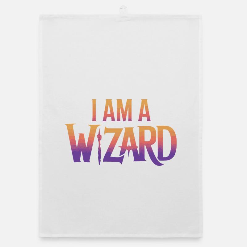 I Am a Wizard Text Design Organic dish towel
