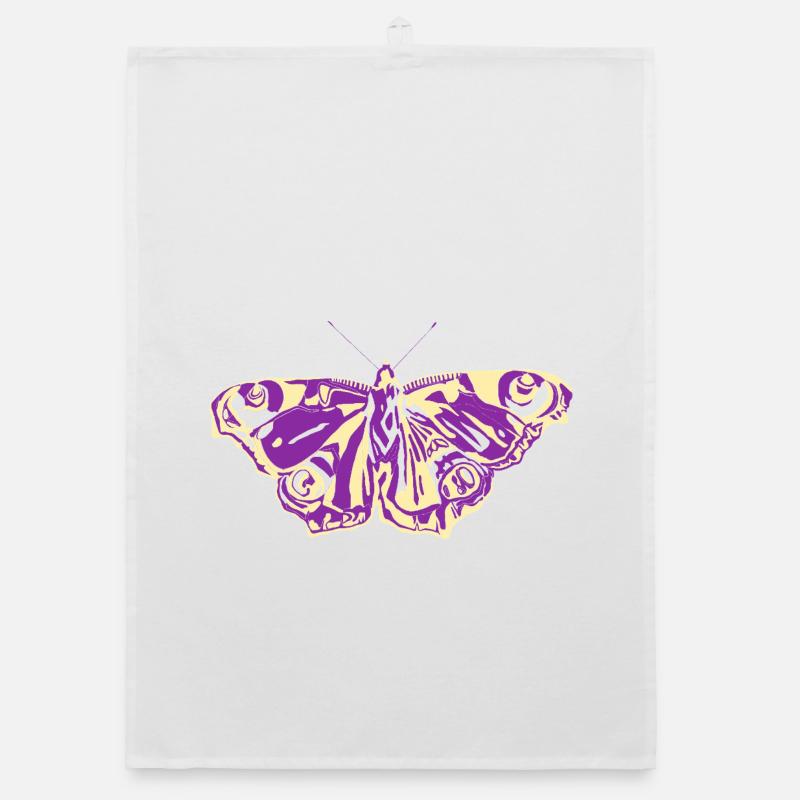 Papillon jaune violet Torchon bio