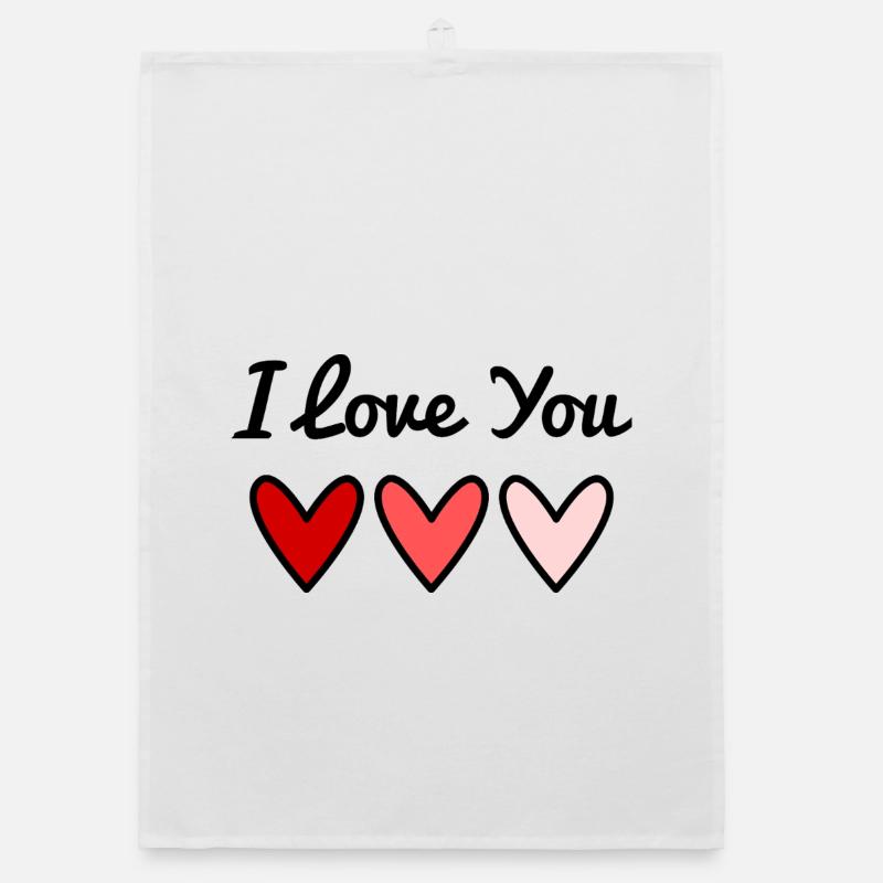 ICH LIEBE DICH. ICH LIEBE DICH. VALENTINSTAG. HERZ Organic Geschirrtuch