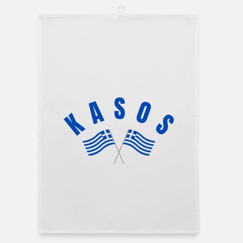 Drapeaux grecs de Kasos croisés Torchon bio