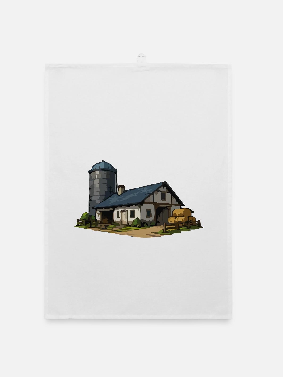 Ländliche Scheune mit Silo - Organic Geschirrtuch - Weiß - Vorne