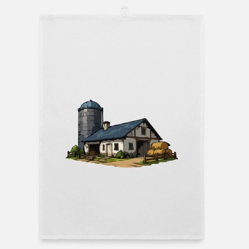 Ländliche Scheune mit Silo Organic Geschirrtuch