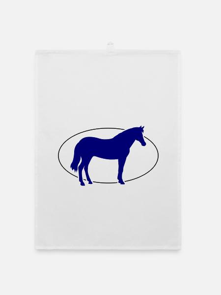Silhouette du cheval bleu cobalt - Torchon bio - blanc - Devant