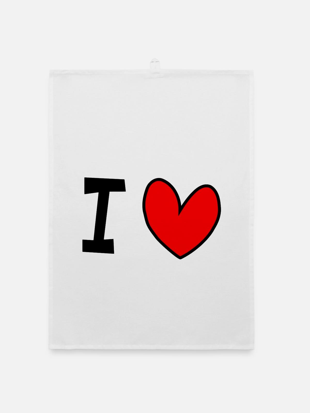 I love - Organic Geschirrtuch - Weiß - Vorne