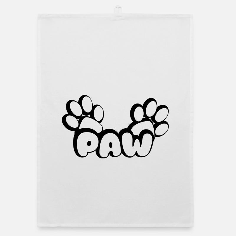 Paw Cat Paws Design with Two Paws Organic dish towel