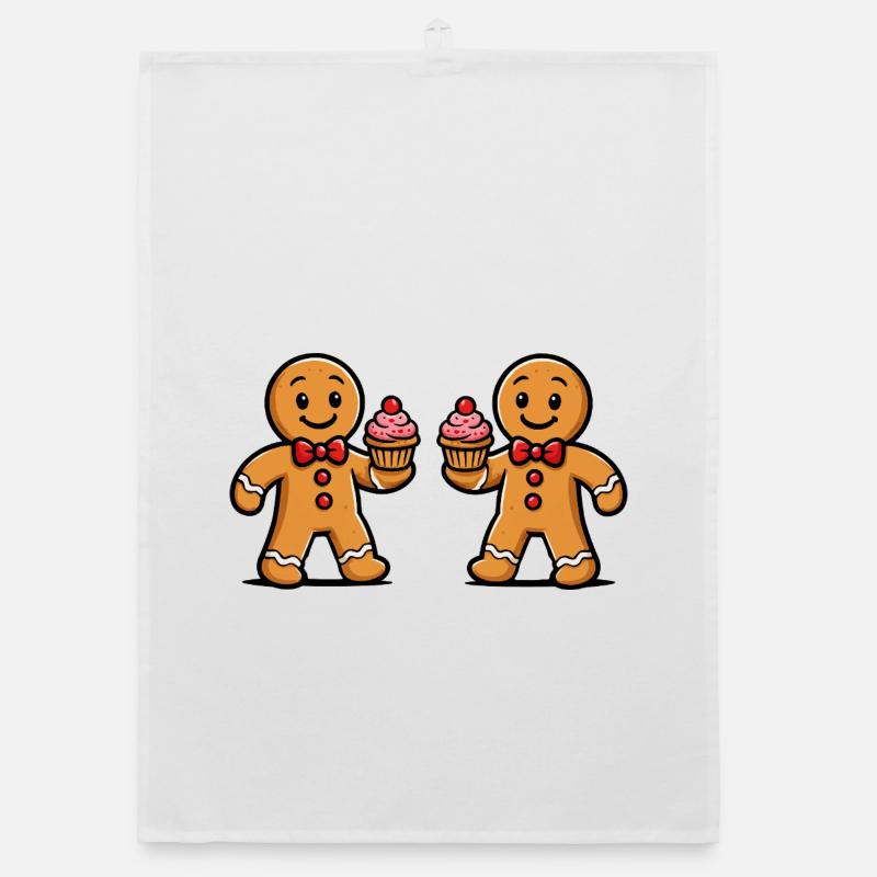 Double Gingerbread Cupcake Duo Organic dish towel