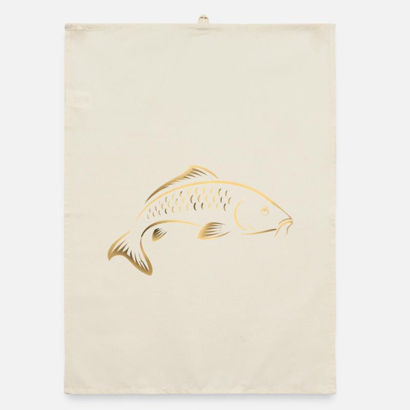 Graphisme minimaliste de pêche Carp Fish Torchon bio