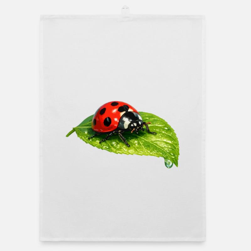 Ladybug on leaf Organic dish towel