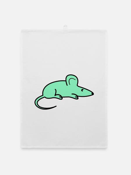 Mint Mouse Silhouette - Organic dish towel - white - Front