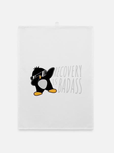 Recovery Is Badass Pinguin Dabbing Dab Dance Pose - Organic Geschirrtuch - Weiß - Vorne