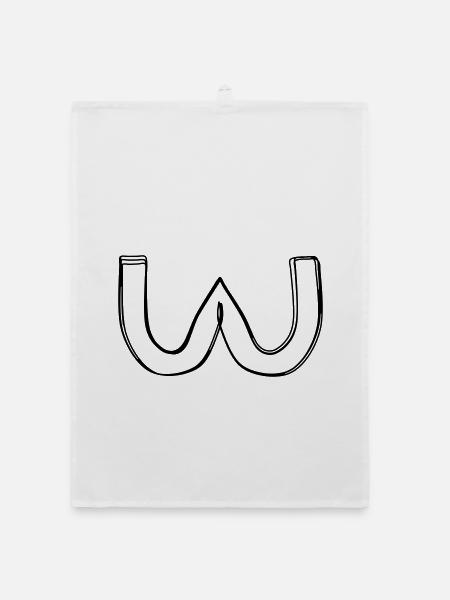 Griechischer Buchstabe Omega handgezeichnet - Organic Geschirrtuch - Weiß - Vorne