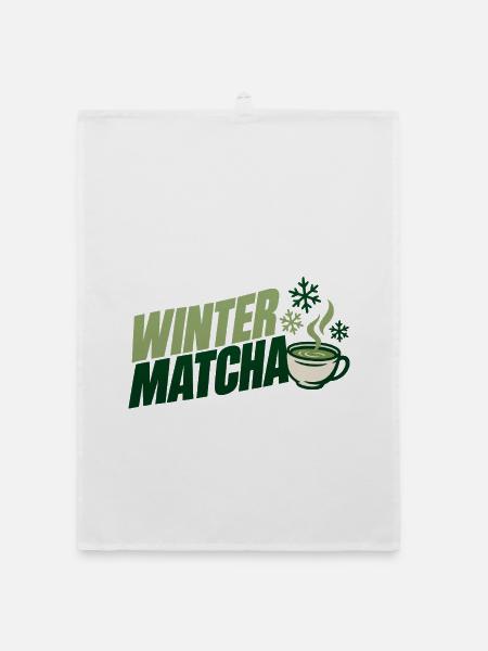 Grüne Winter Matcha Tasse - Organic Geschirrtuch - Weiß