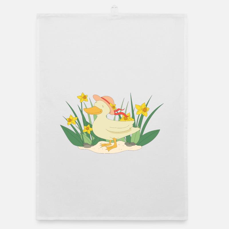 Duck with hat Organic dish towel