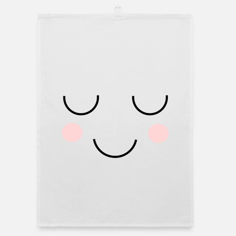 Kawaii Gesicht - Organic Geschirrtuch - Weiß
