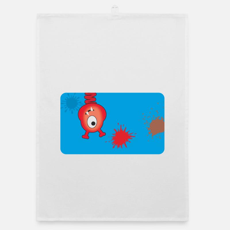 Monstre rouge et éclaboussures de couleur - Bleu Torchon bio