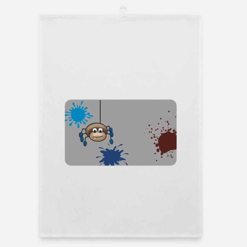 Farbklecks Monster Spinne grau Organic Geschirrtuch