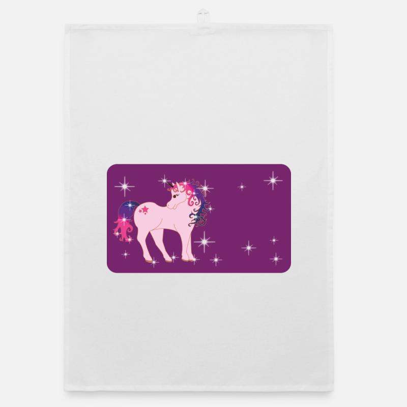 Fantasy Einhorn mit Sternchen - lila  Organic Geschirrtuch