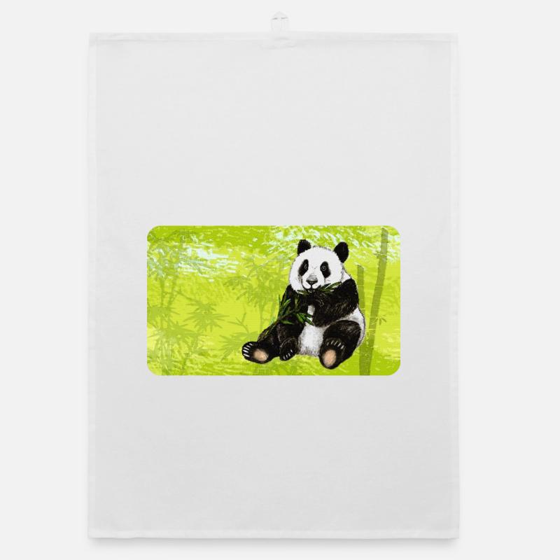 Cute panda bear with bamboo in bamboo forest Organic dish towel