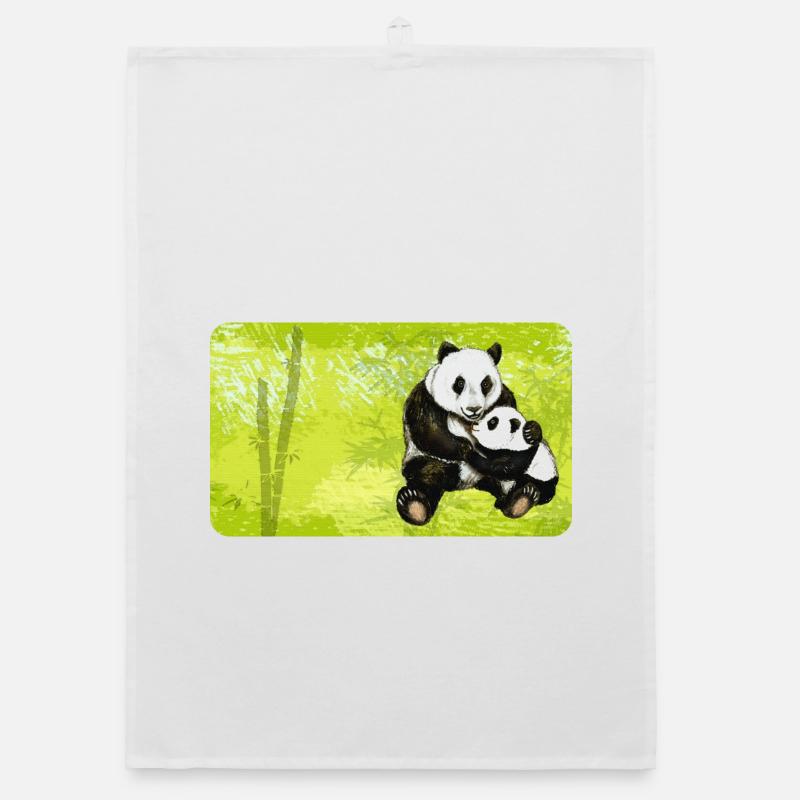 Maman Panda Ours avec Bébé Panda Torchon bio