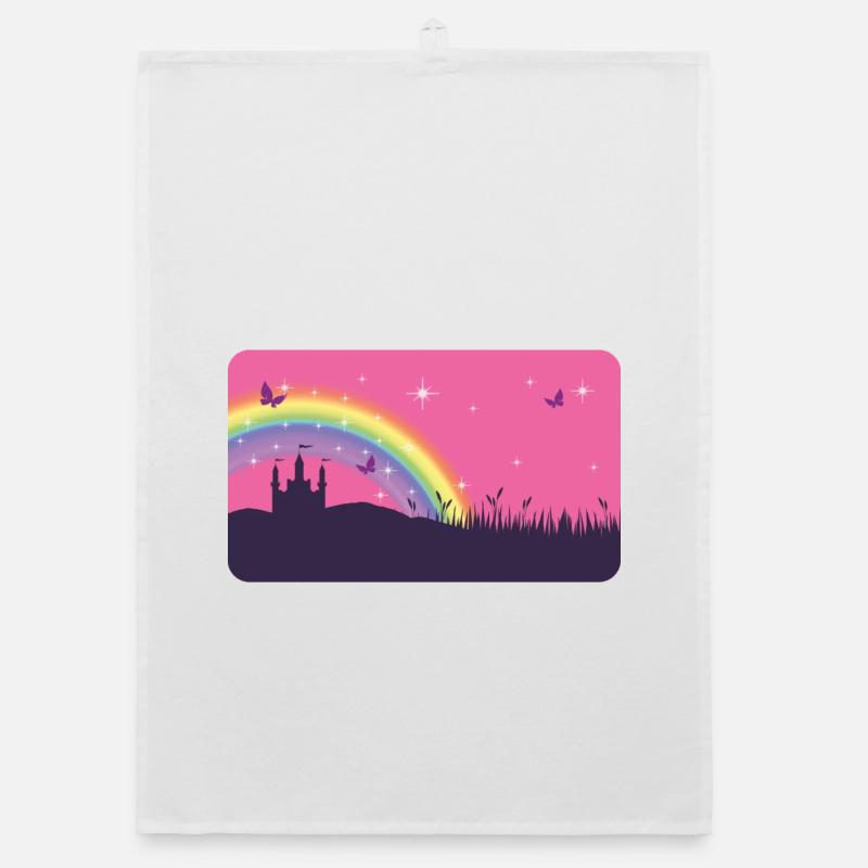 Fairytale Castle with Rainbow | personalizable Organic dish towel