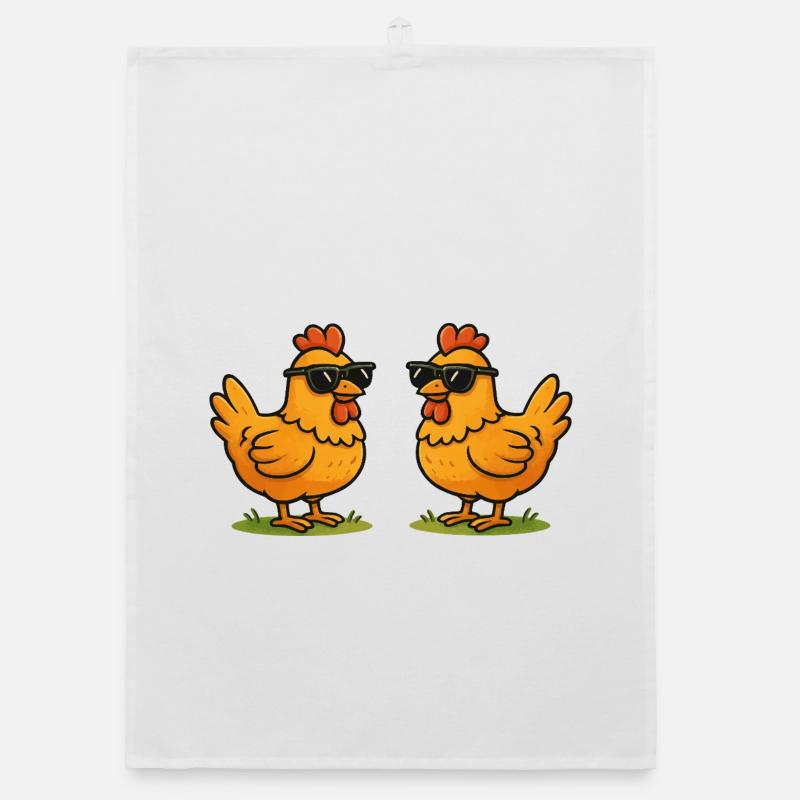Poulets avec lunettes de soleil Torchon bio