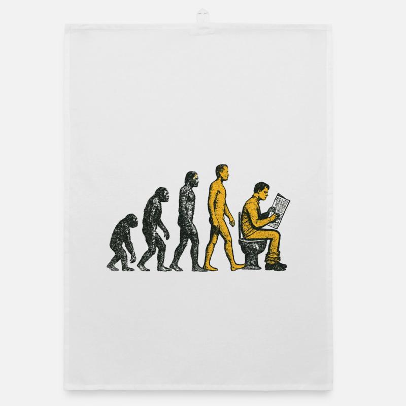 Evolution to Toilet Man Grunge Funny Organic dish towel
