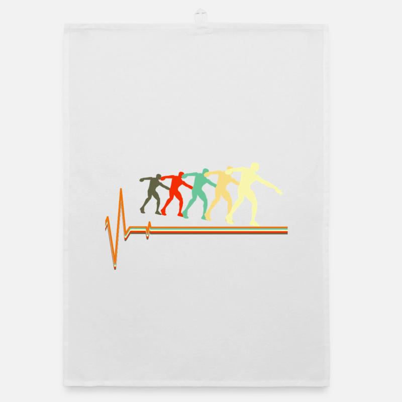 Shot Put Evolution Retro Heartbeat Pulse Art Organic dish towel