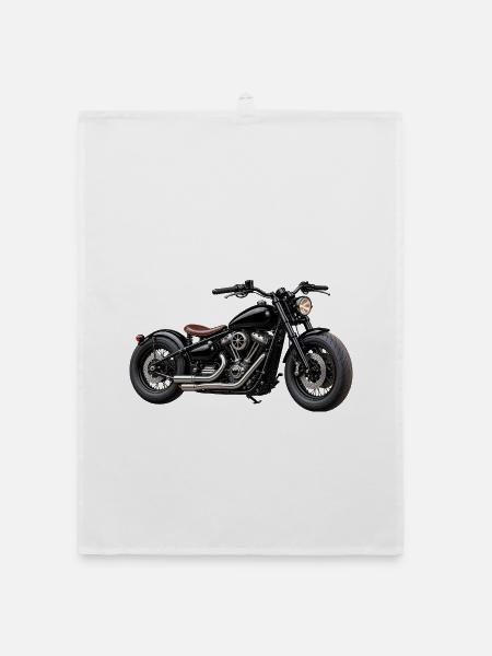 Realistisches Bobber Motorrad - Organic Geschirrtuch - Weiß