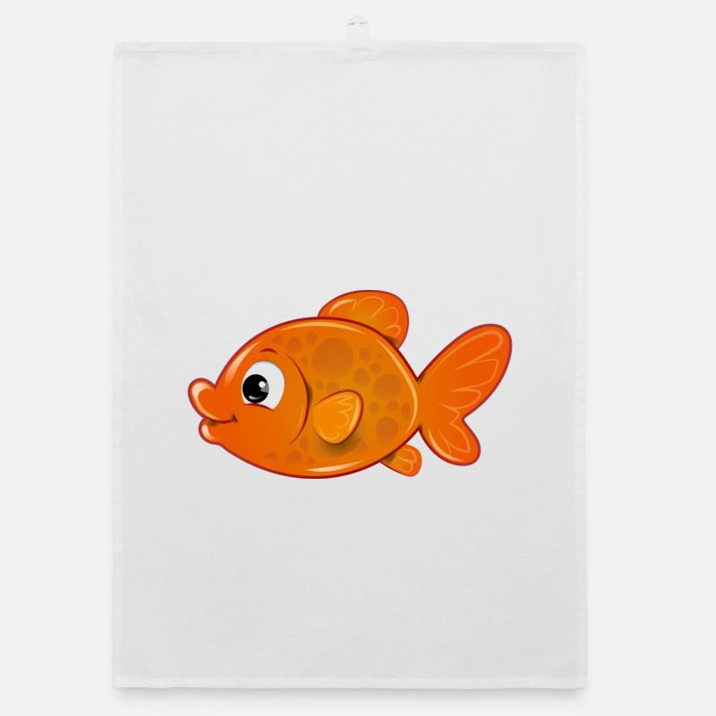 orange fish Organic dish towel