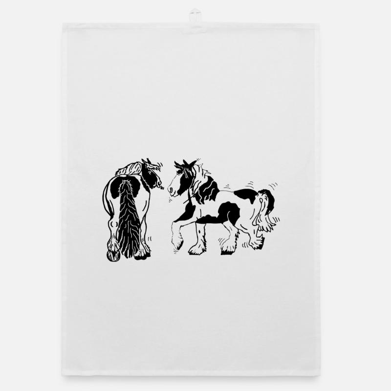 Cute Tinker Horses Equestrian Organic dish towel