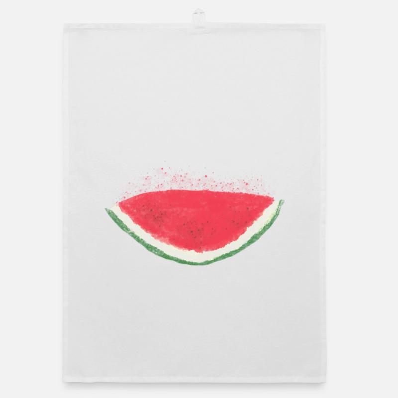 Melon, pastèque, aquarelle Torchon bio