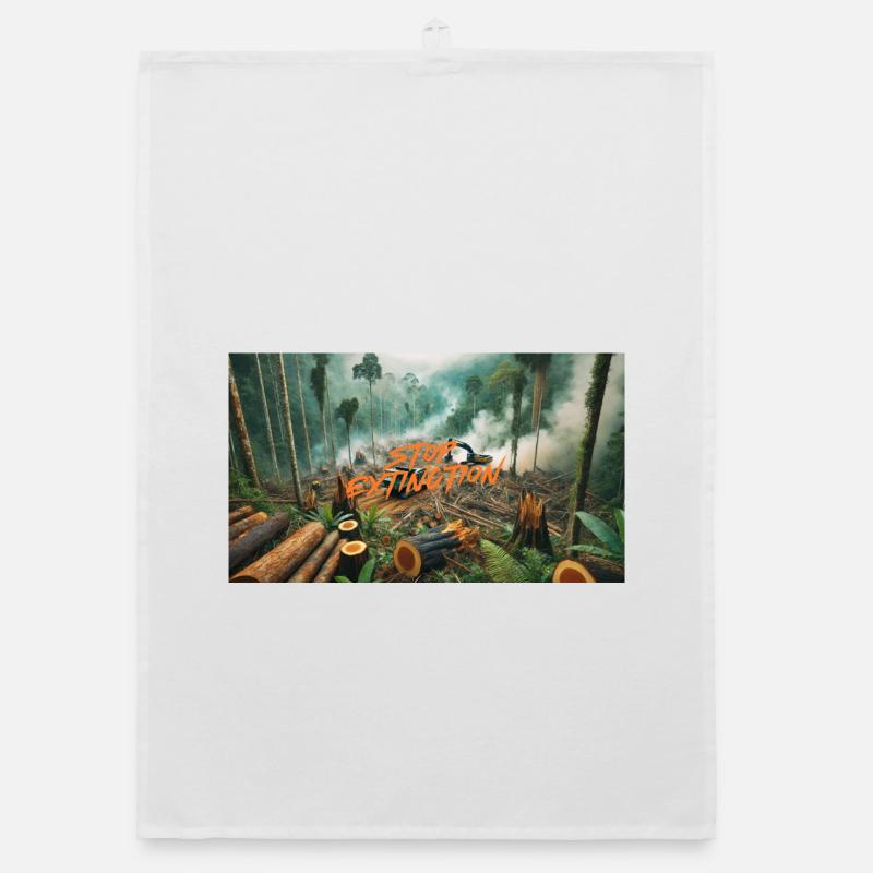 Stop Extinction: Waldschutz Design - Organic Geschirrtuch - Weiß