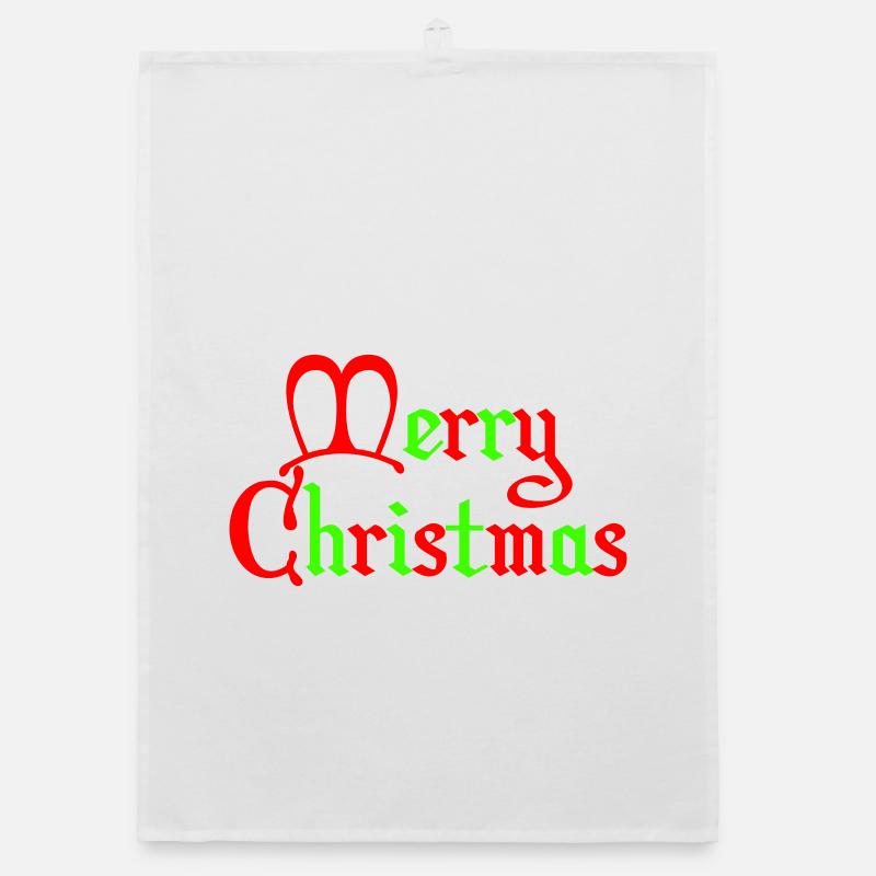 Merry Christmas Gothic Script Organic dish towel