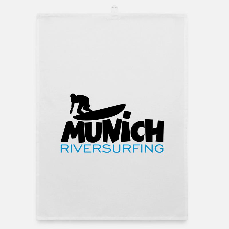 Munich Riversurfing München Surfer - Organic Geschirrtuch - Weiß