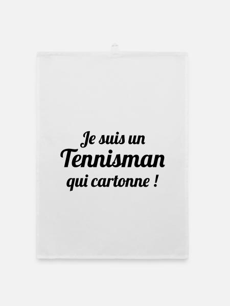 Tennis - Sport - Ball - Player - Game - Sportsman - Organic dish towel - white - Front