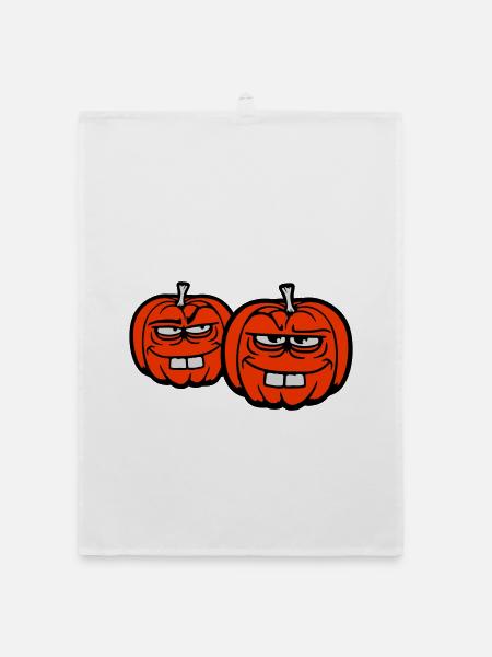 Zwei freche Kürbisse albern lustig Halloween Team - Organic Geschirrtuch - Weiß - Vorne