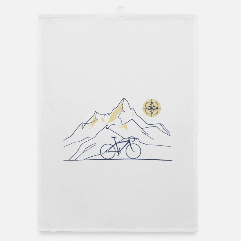 Motif de la montagne cyclable - Torchon bio - blanc