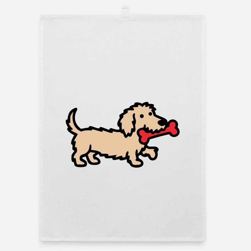 Terrier Doodle Bone Comic Organic dish towel
