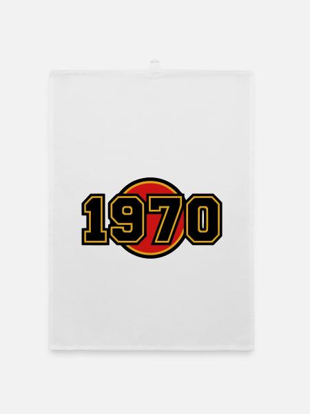 1970 Geburtsjahr Retro Logo - Organic Geschirrtuch - Weiß - Vorne