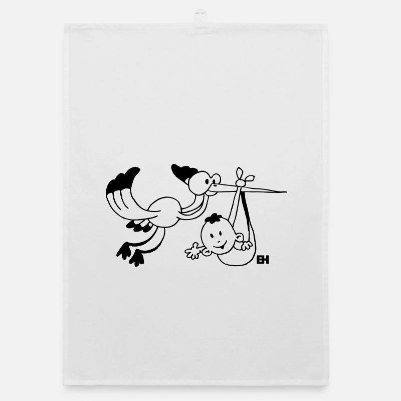 La cigogne apporte le bébé. Torchon bio