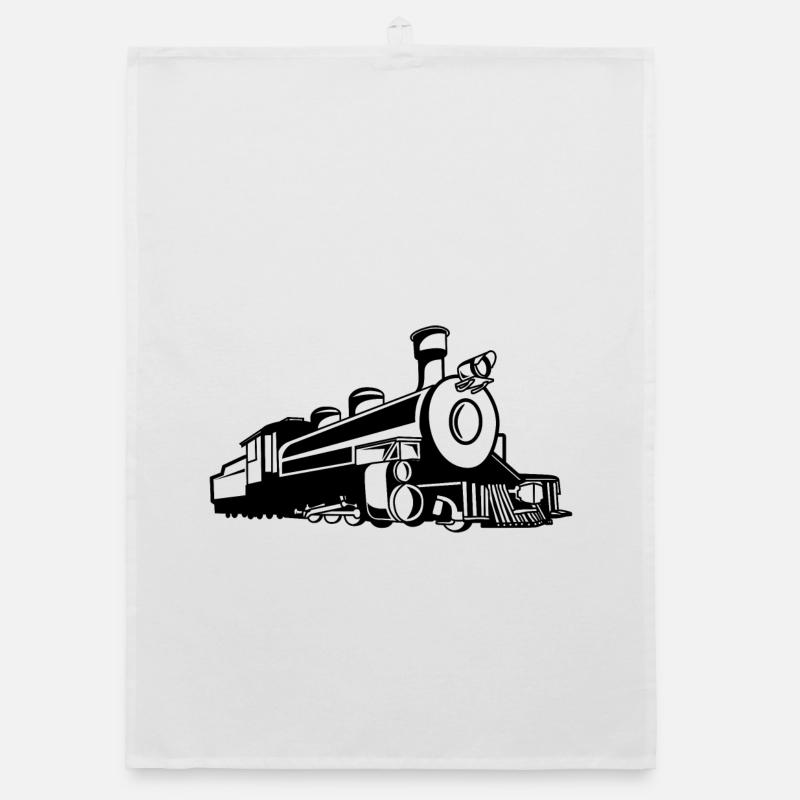 Retro Train Sketch Organic dish towel
